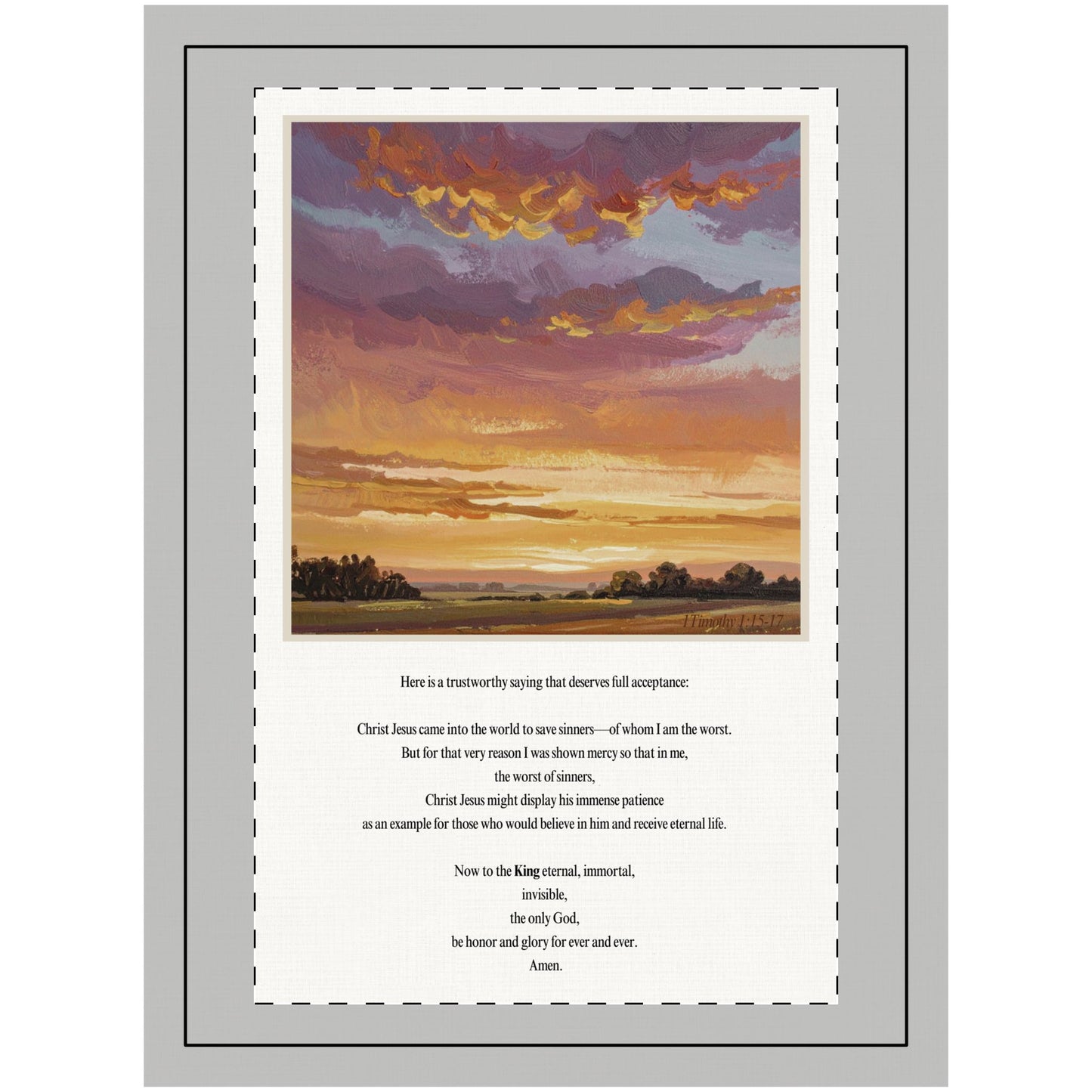 Sunset Landscape Wall Tapestry with Inspirational Text — Wood Topped