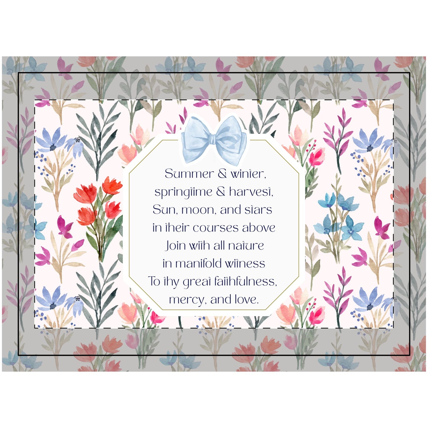 Floral Seasonal Poem Wall Tapestry — "Summer & Winter" Decorative Hanging