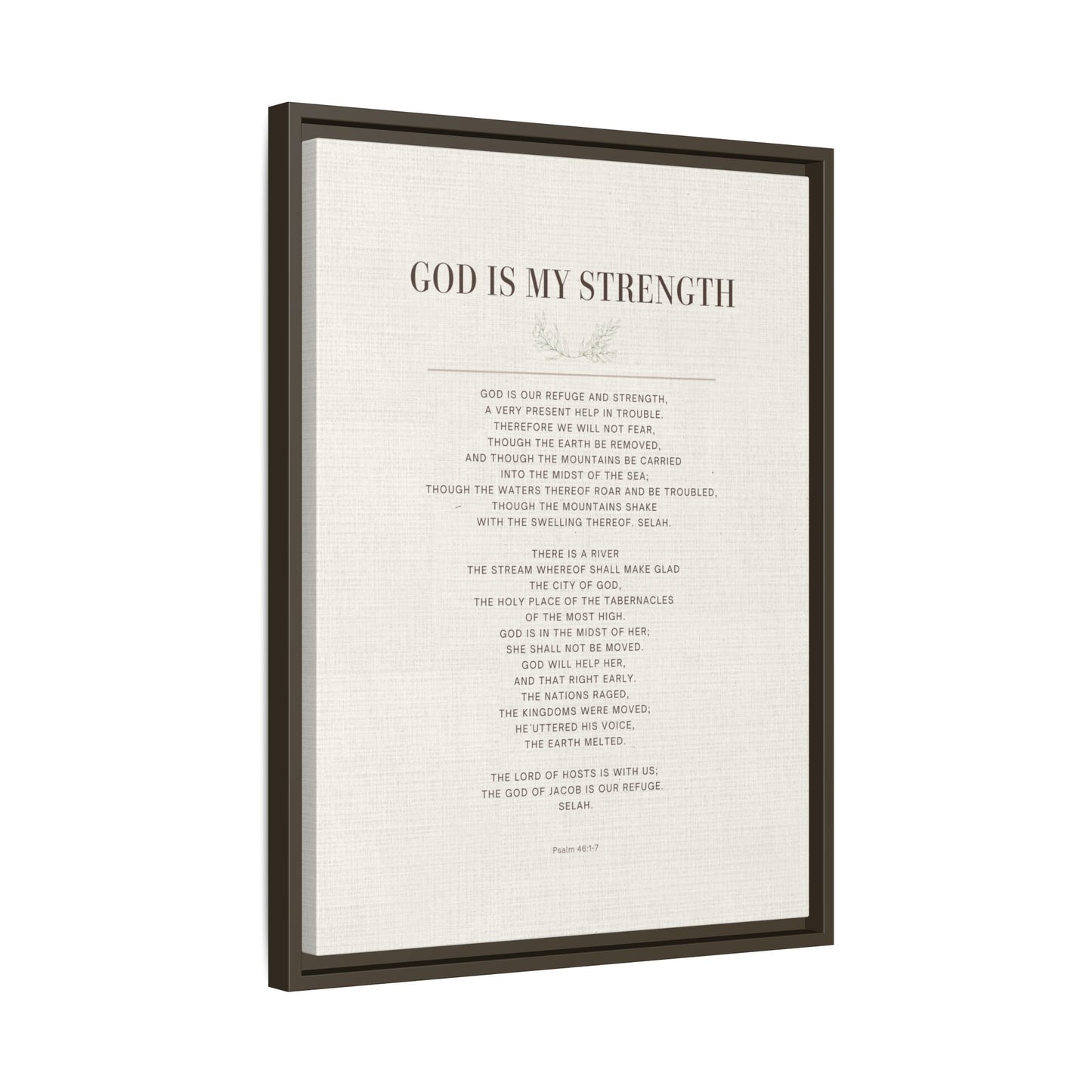 Framed Canvas Print — "God Is My Strength" Inspirational Wall Art