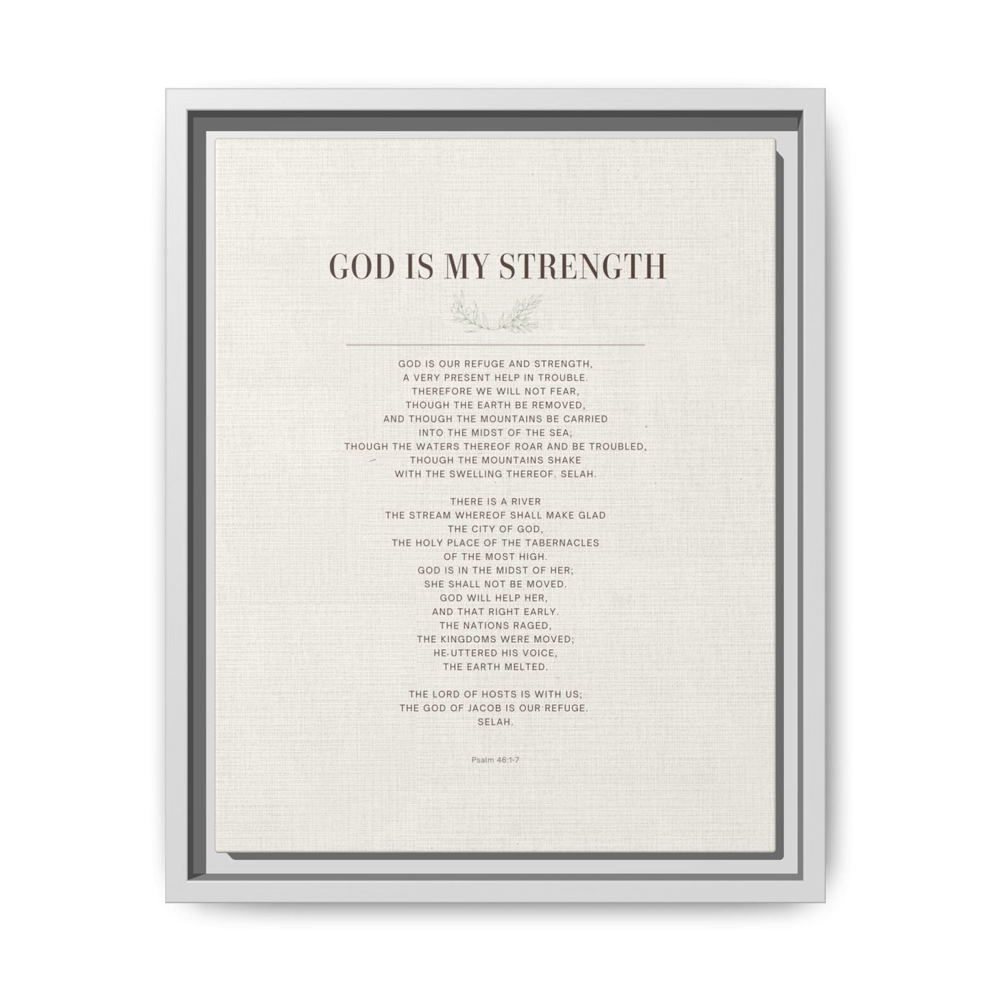Framed Canvas Print — "God Is My Strength" Inspirational Wall Art