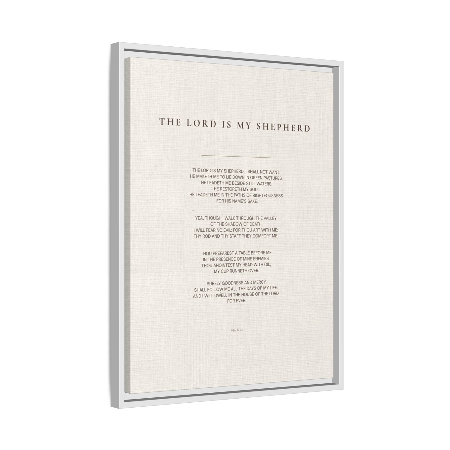 Psalm 23 Wall Art — "The Lord Is My Shepherd" Framed Matte Canvas