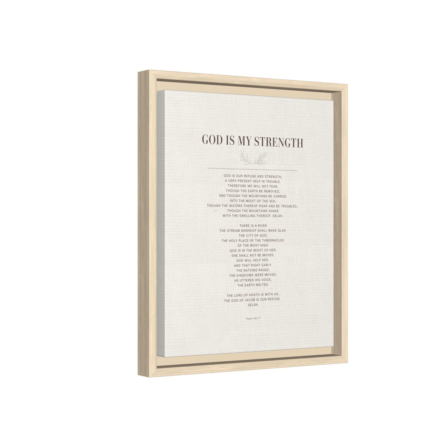 Framed Canvas Print — "God Is My Strength" Inspirational Wall Art