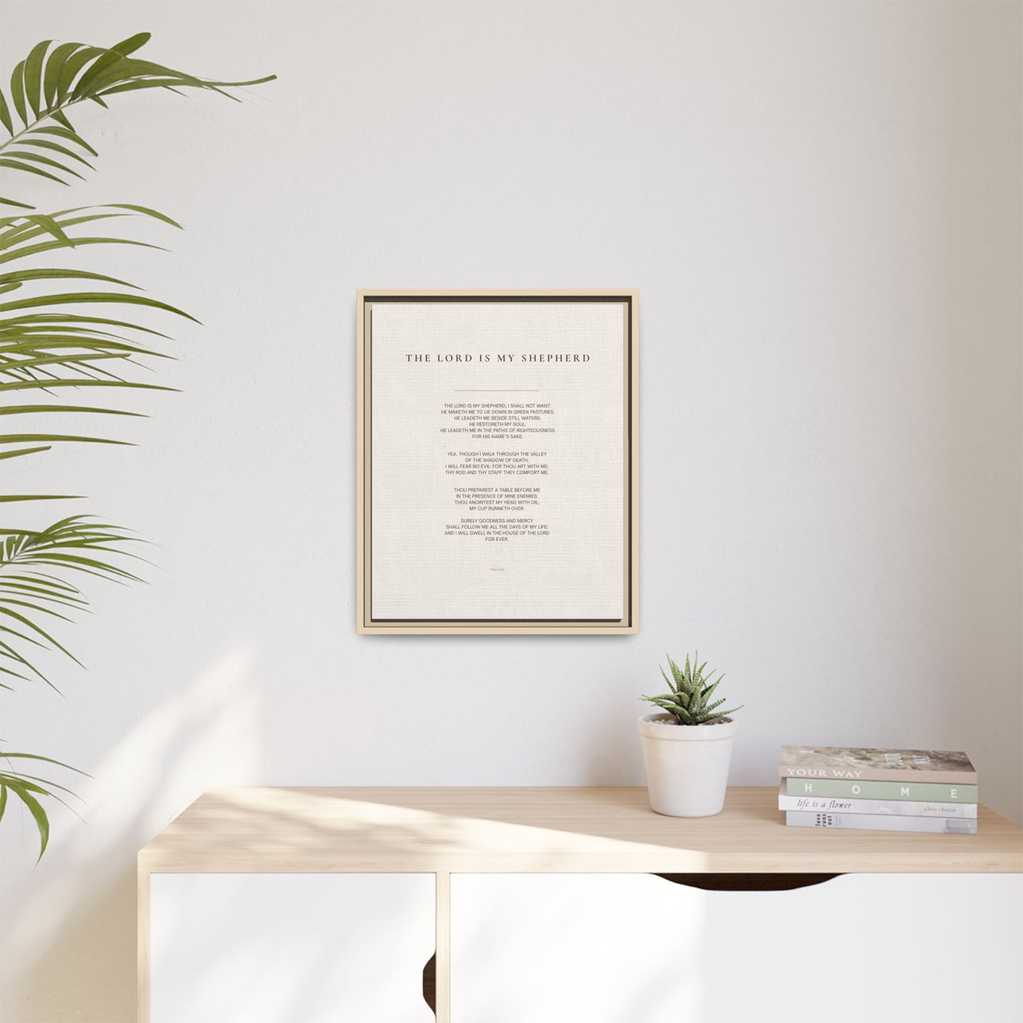 Psalm 23 Wall Art — "The Lord Is My Shepherd" Framed Matte Canvas