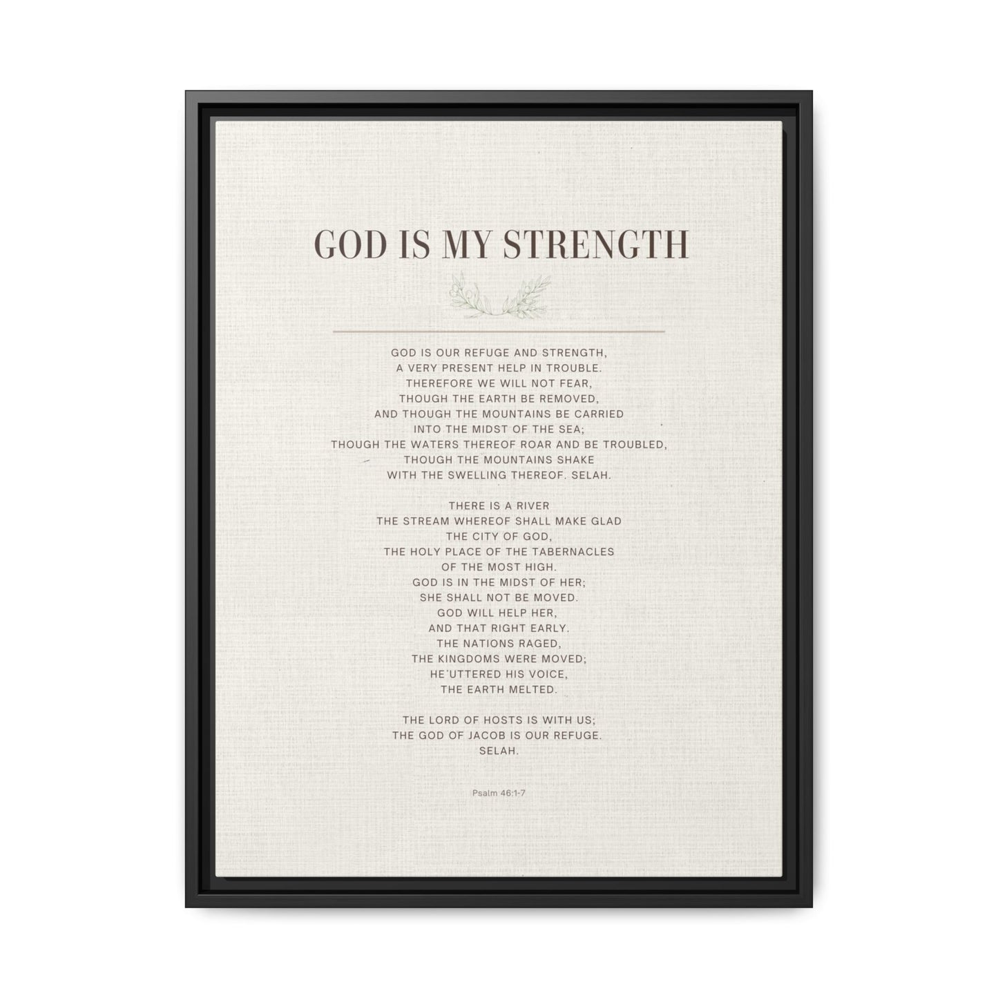 Framed Canvas Print — "God Is My Strength" Inspirational Wall Art