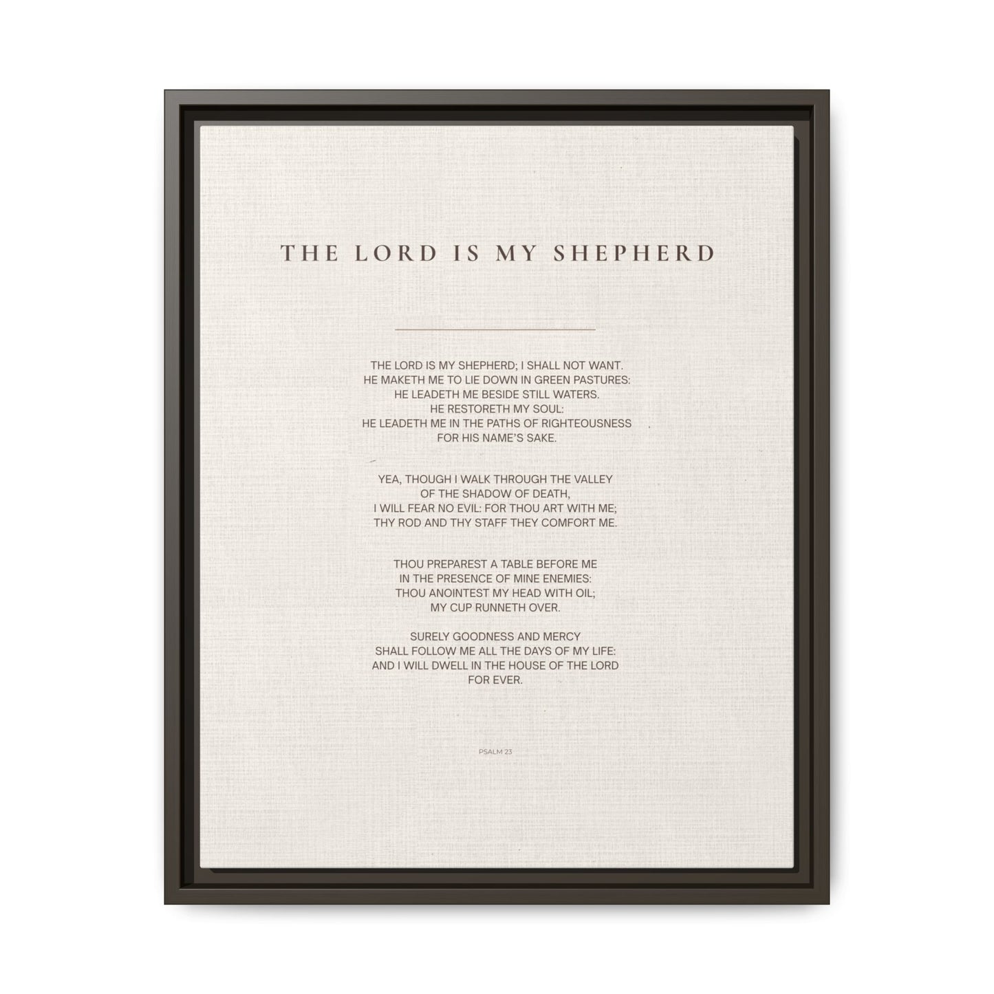 Psalm 23 Wall Art — "The Lord Is My Shepherd" Framed Matte Canvas