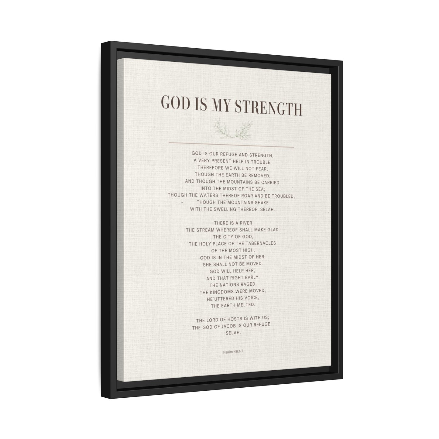 Framed Canvas Print — "God Is My Strength" Inspirational Wall Art