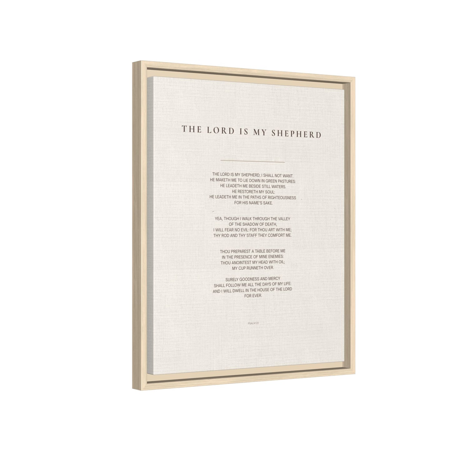 Psalm 23 Wall Art — "The Lord Is My Shepherd" Framed Matte Canvas