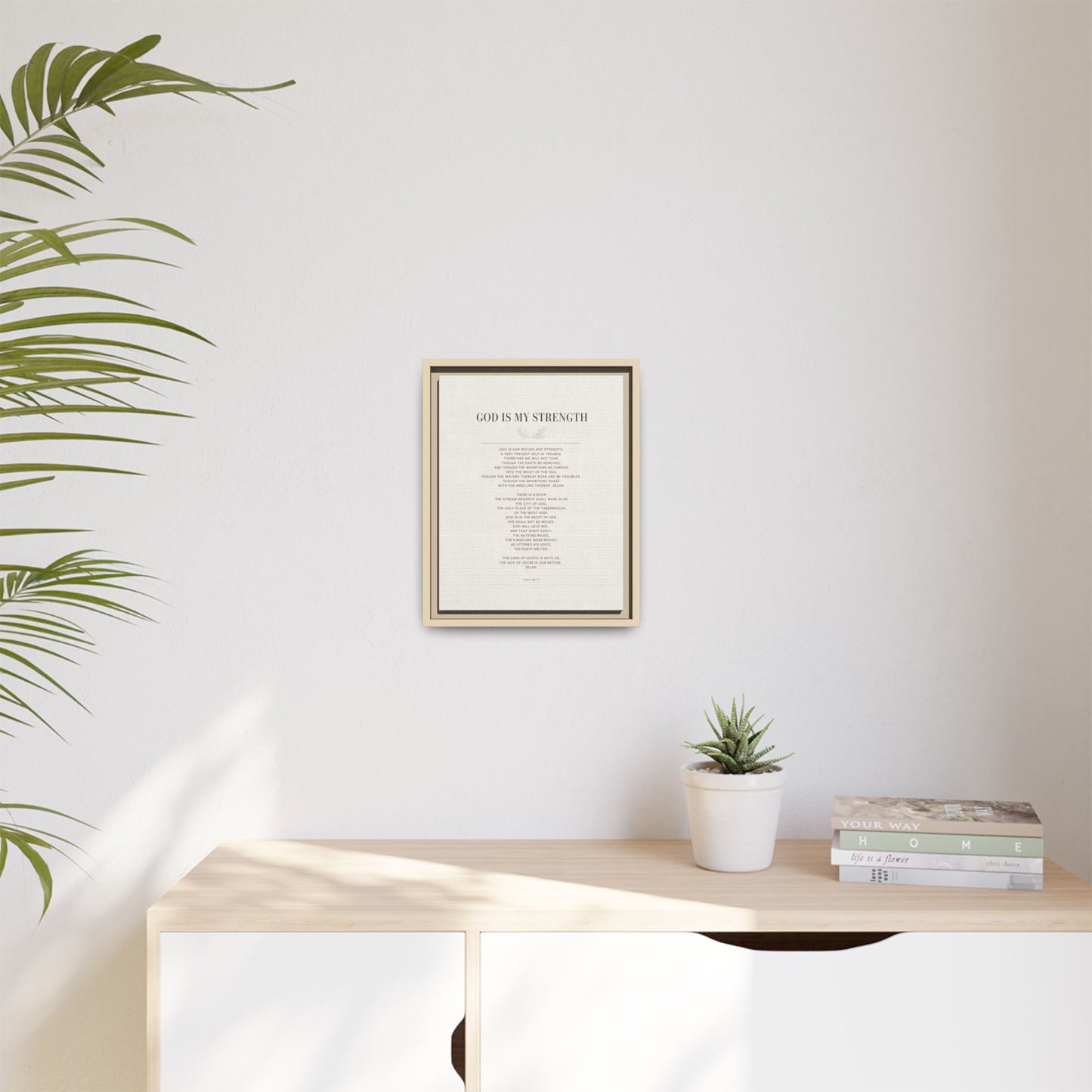Framed Canvas Print — "God Is My Strength" Inspirational Wall Art