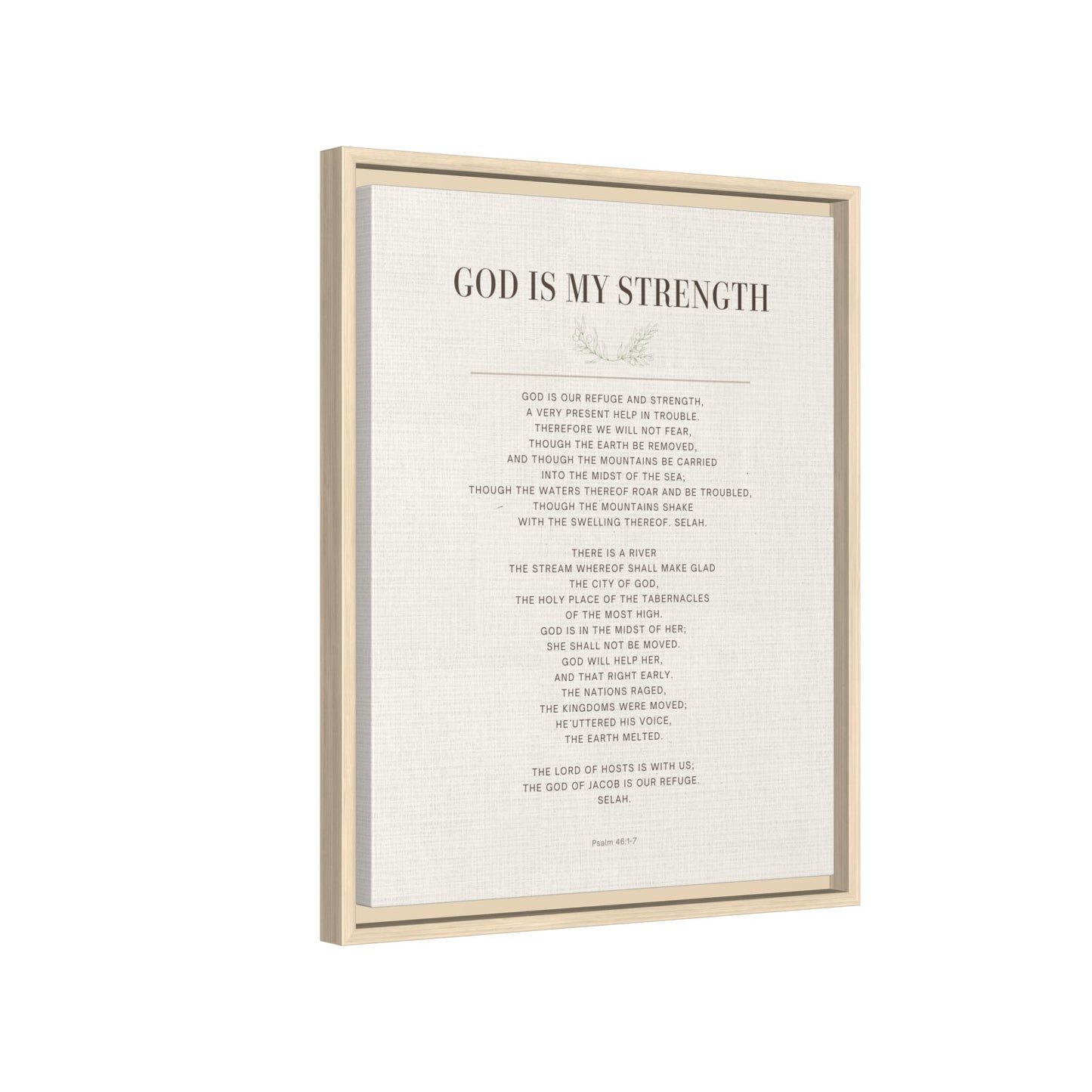 Framed Canvas Print — "God Is My Strength" Inspirational Wall Art