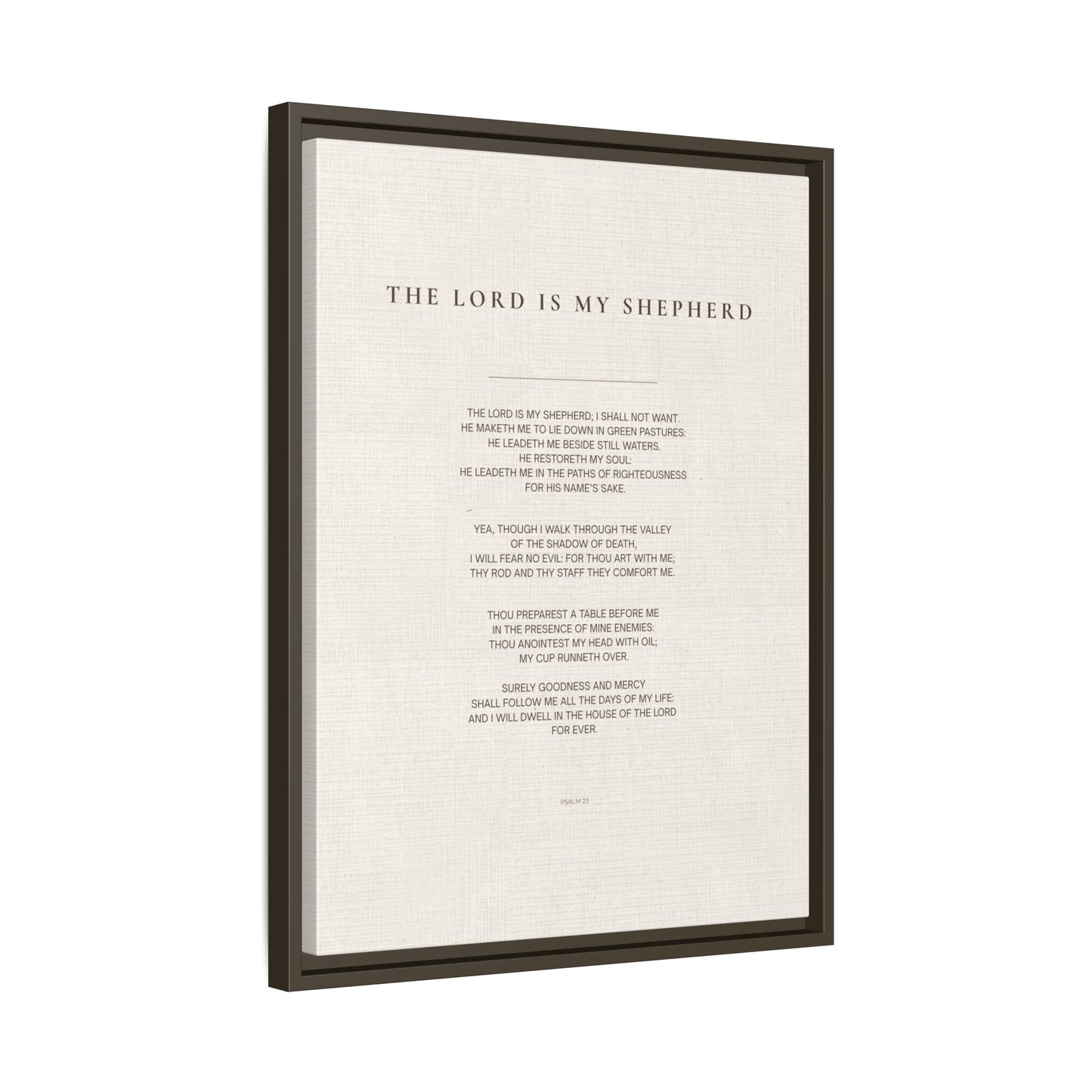 Psalm 23 Wall Art — "The Lord Is My Shepherd" Framed Matte Canvas
