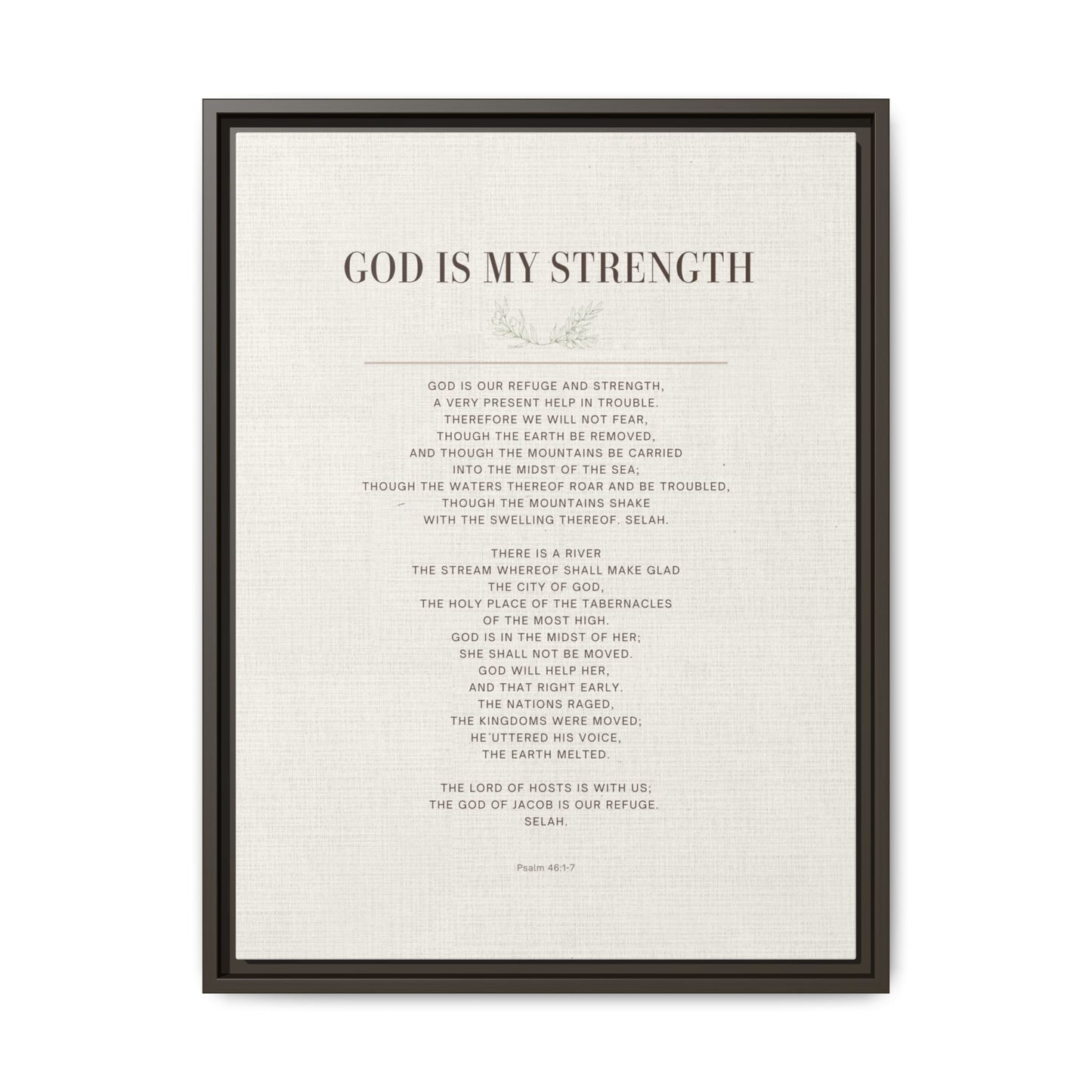 Framed Canvas Print — "God Is My Strength" Inspirational Wall Art