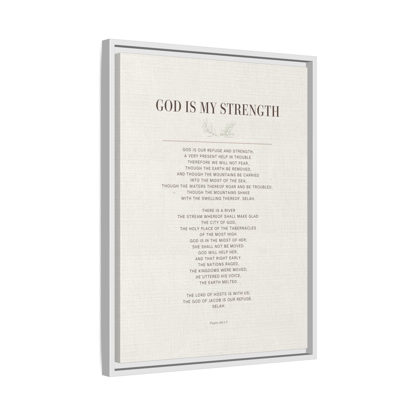 Framed Canvas Print — "God Is My Strength" Inspirational Wall Art