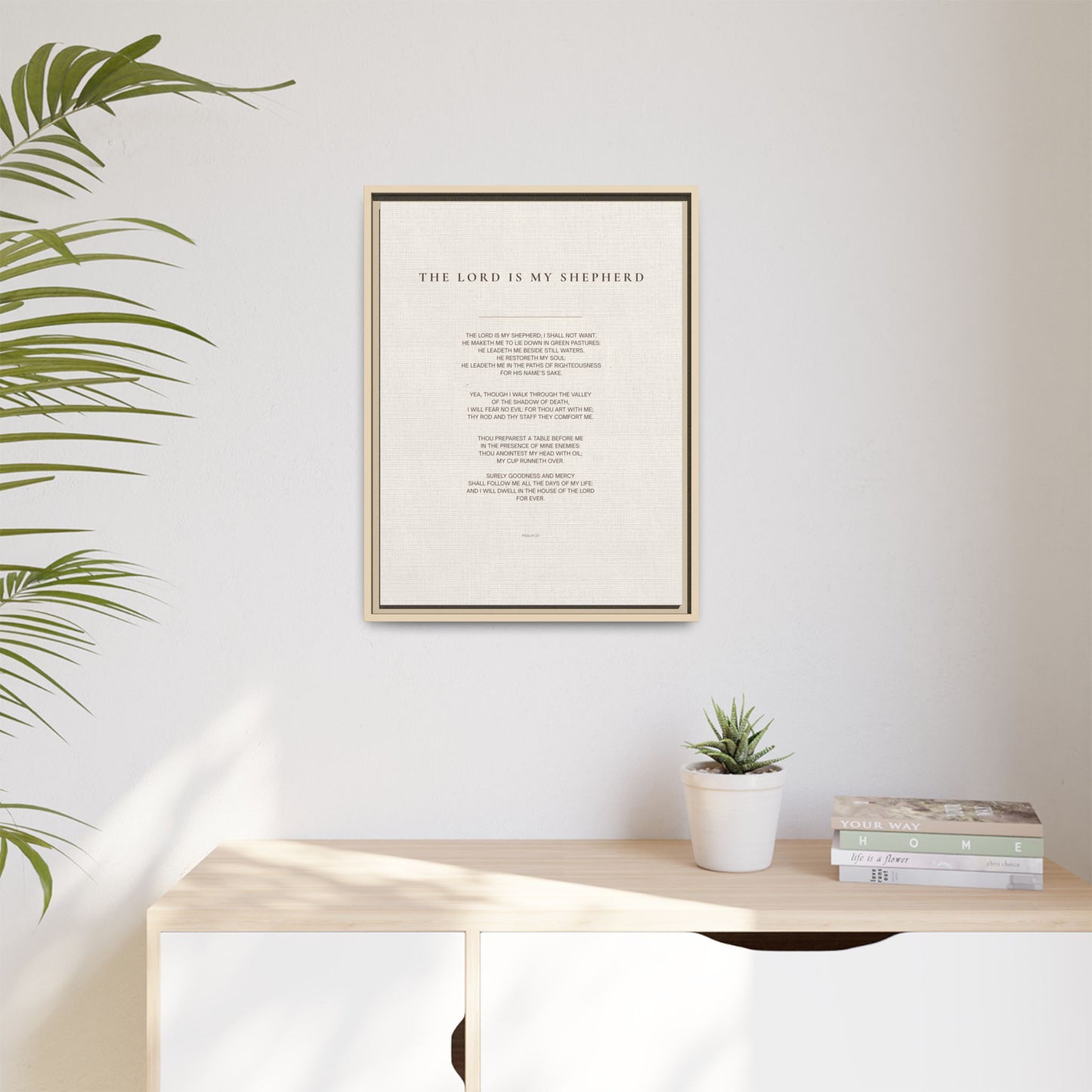 Psalm 23 Wall Art — "The Lord Is My Shepherd" Framed Matte Canvas
