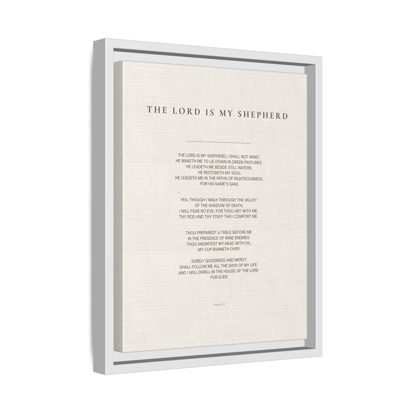 Psalm 23 Wall Art — "The Lord Is My Shepherd" Framed Matte Canvas
