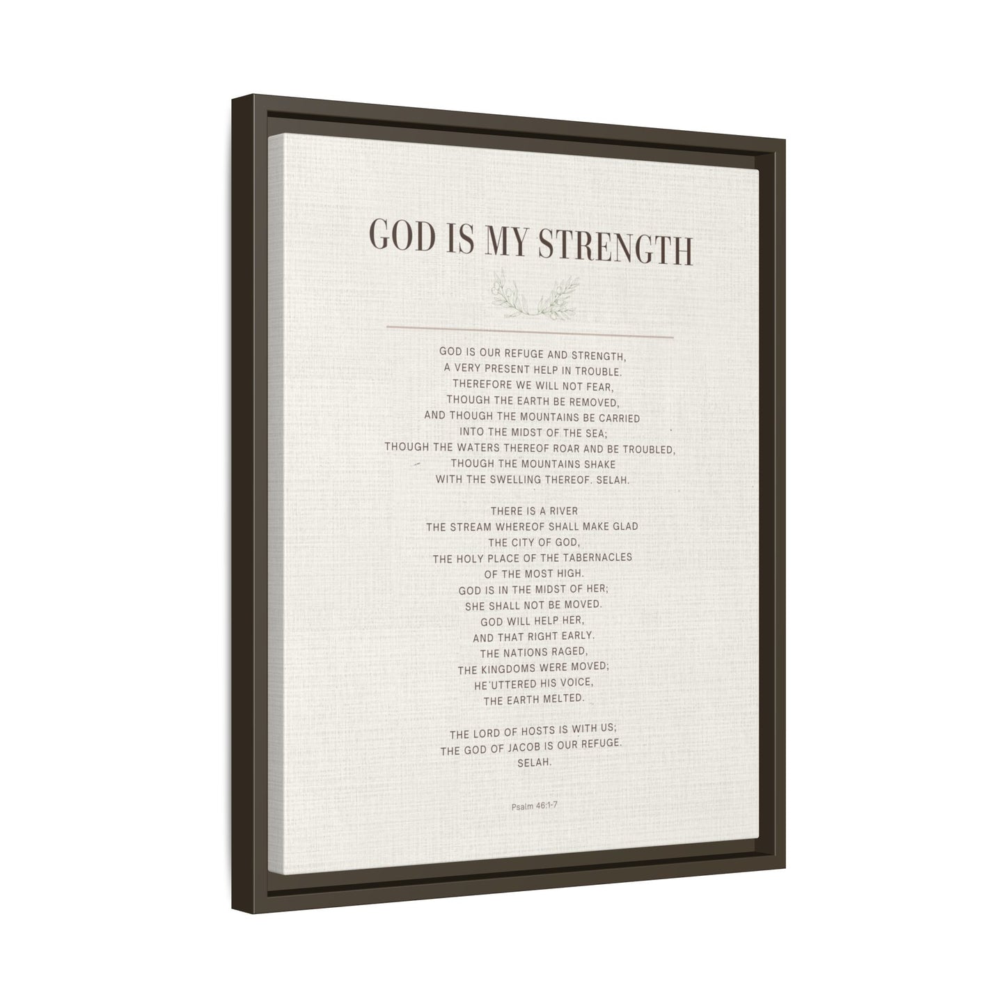 Framed Canvas Print — "God Is My Strength" Inspirational Wall Art