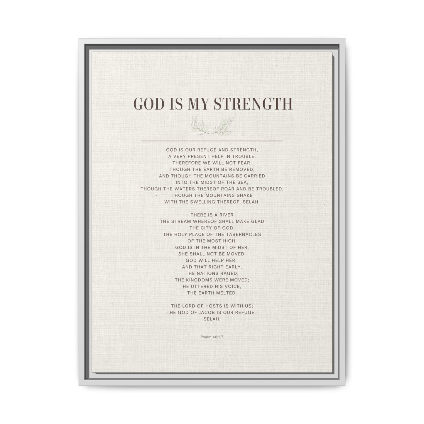 Framed Canvas Print — "God Is My Strength" Inspirational Wall Art