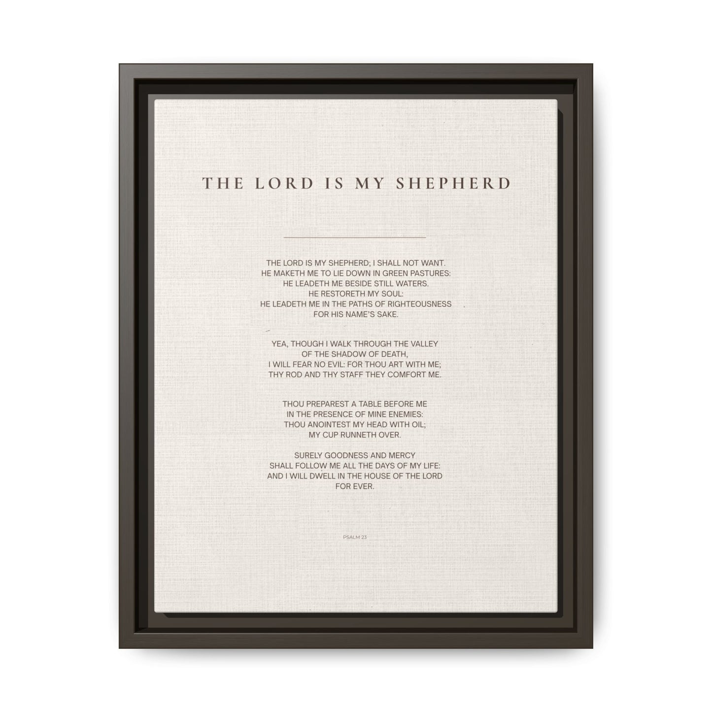 Psalm 23 Wall Art — "The Lord Is My Shepherd" Framed Matte Canvas