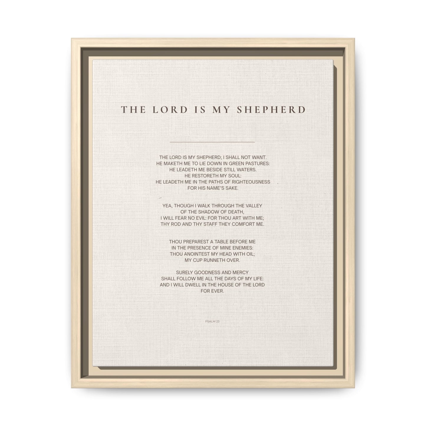 Psalm 23 Wall Art — "The Lord Is My Shepherd" Framed Matte Canvas