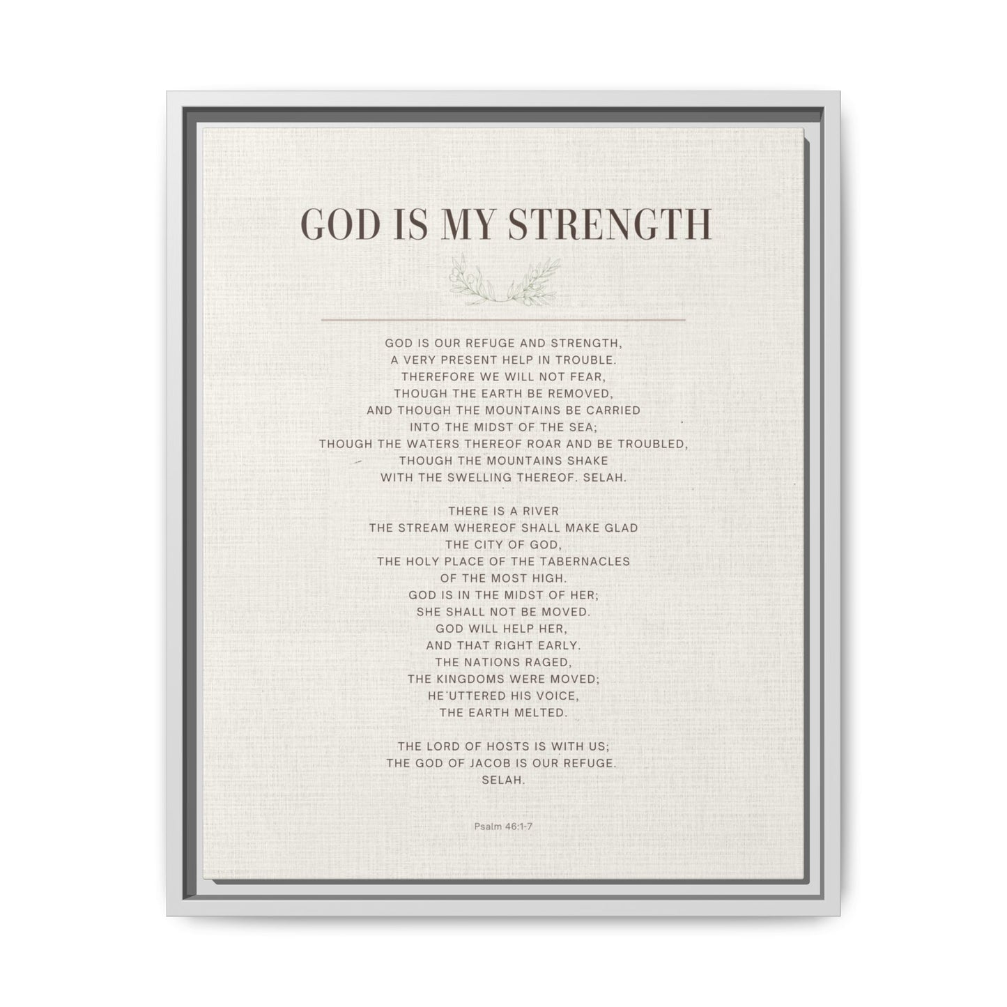 Framed Canvas Print — "God Is My Strength" Inspirational Wall Art