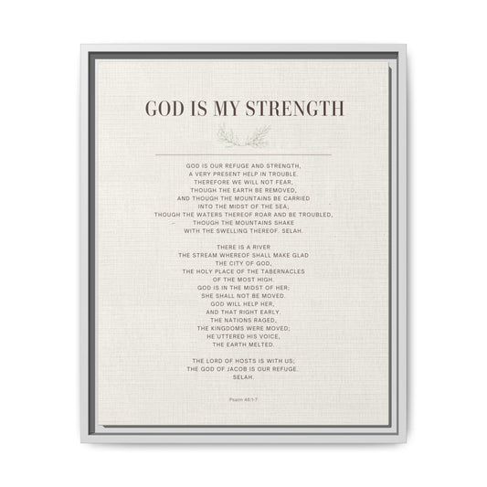 Framed Canvas Print — "God Is My Strength" Inspirational Wall Art