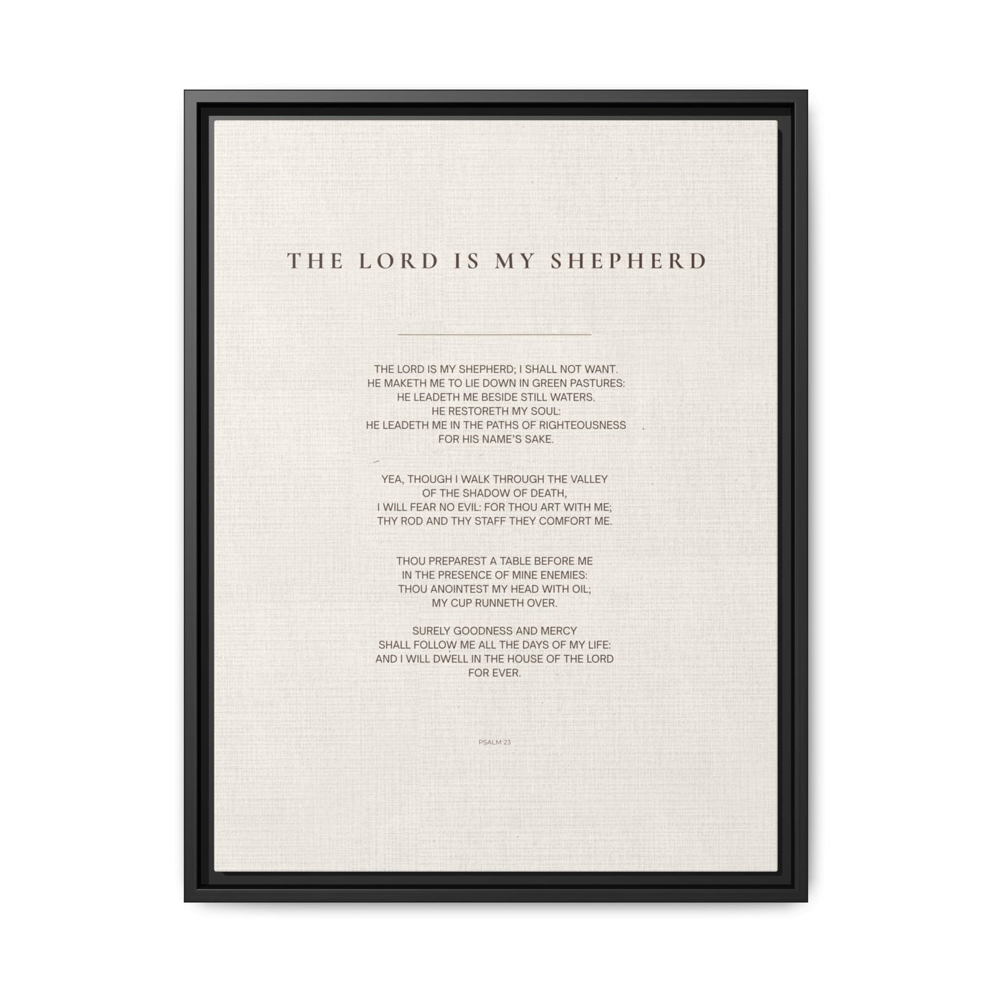 Psalm 23 Wall Art — "The Lord Is My Shepherd" Framed Matte Canvas