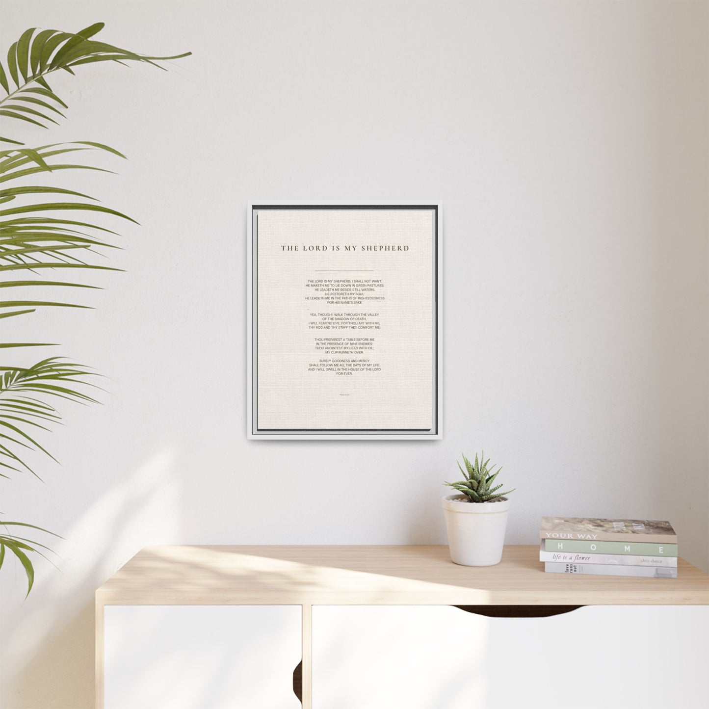 Psalm 23 Wall Art — "The Lord Is My Shepherd" Framed Matte Canvas