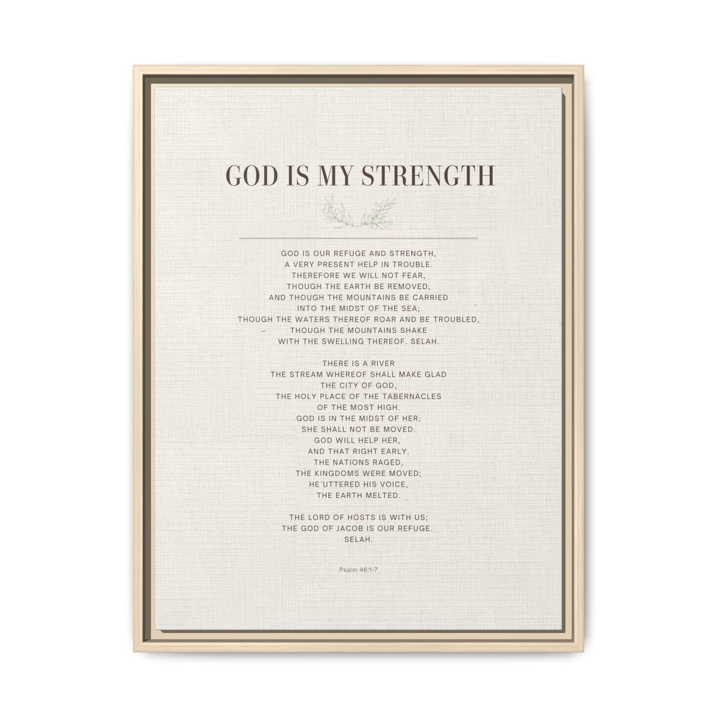 Framed Canvas Print — "God Is My Strength" Inspirational Wall Art
