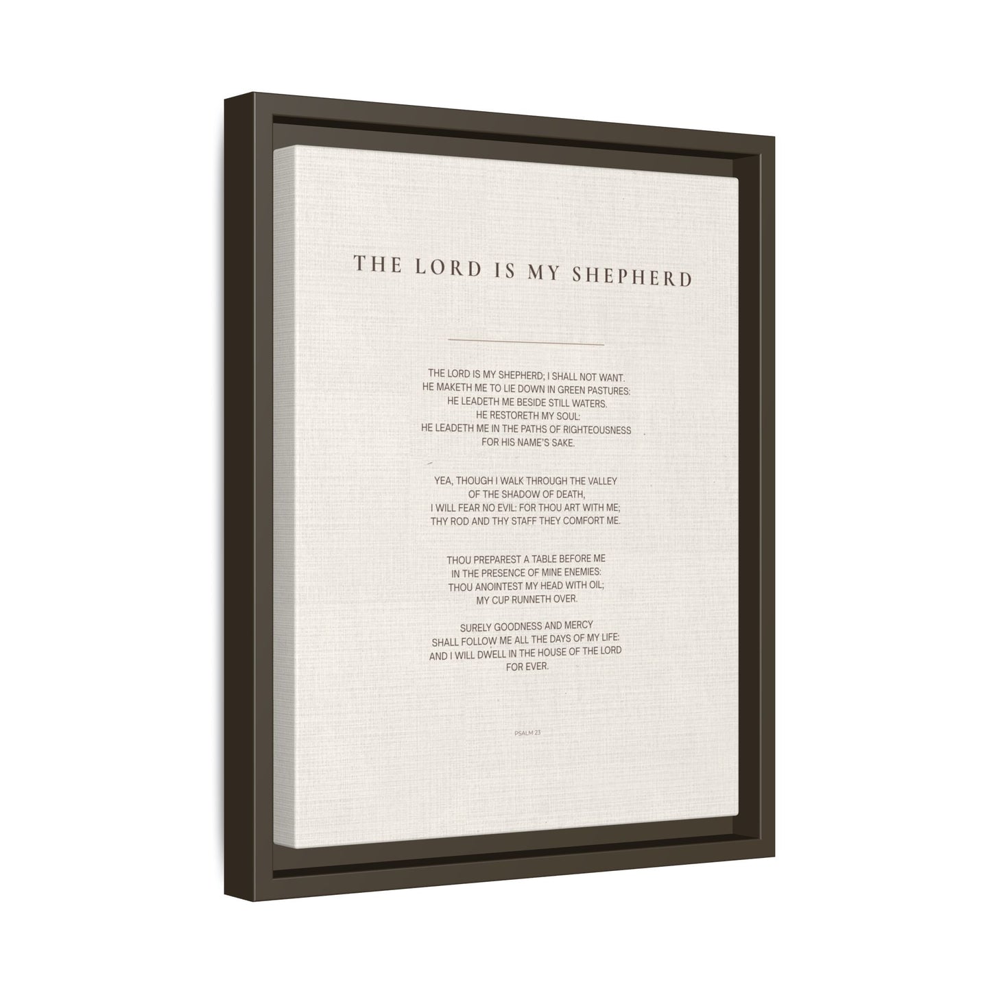 Psalm 23 Wall Art — "The Lord Is My Shepherd" Framed Matte Canvas