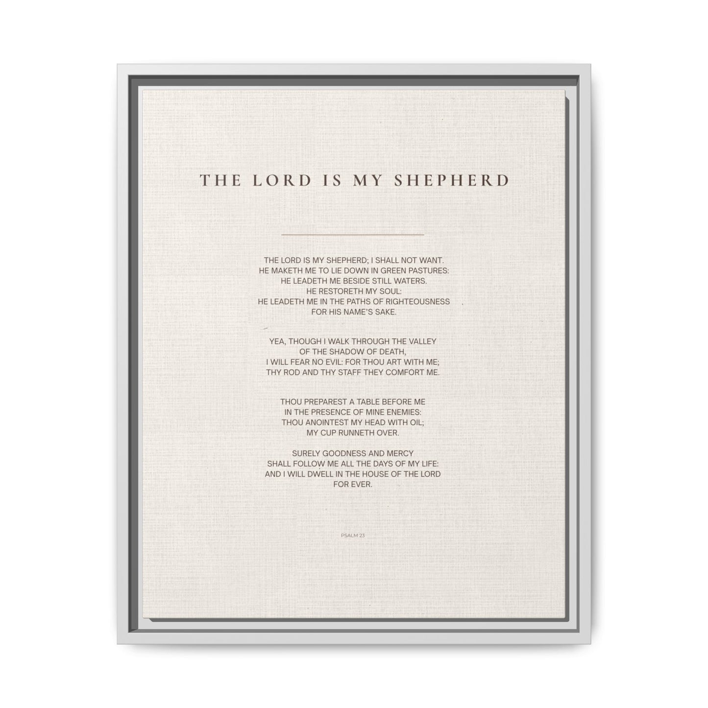 Psalm 23 Wall Art — "The Lord Is My Shepherd" Framed Matte Canvas