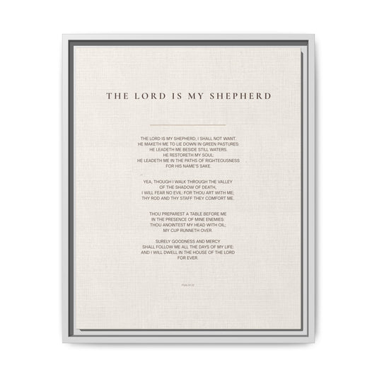 Psalm 23 Wall Art — "The Lord Is My Shepherd" Framed Matte Canvas