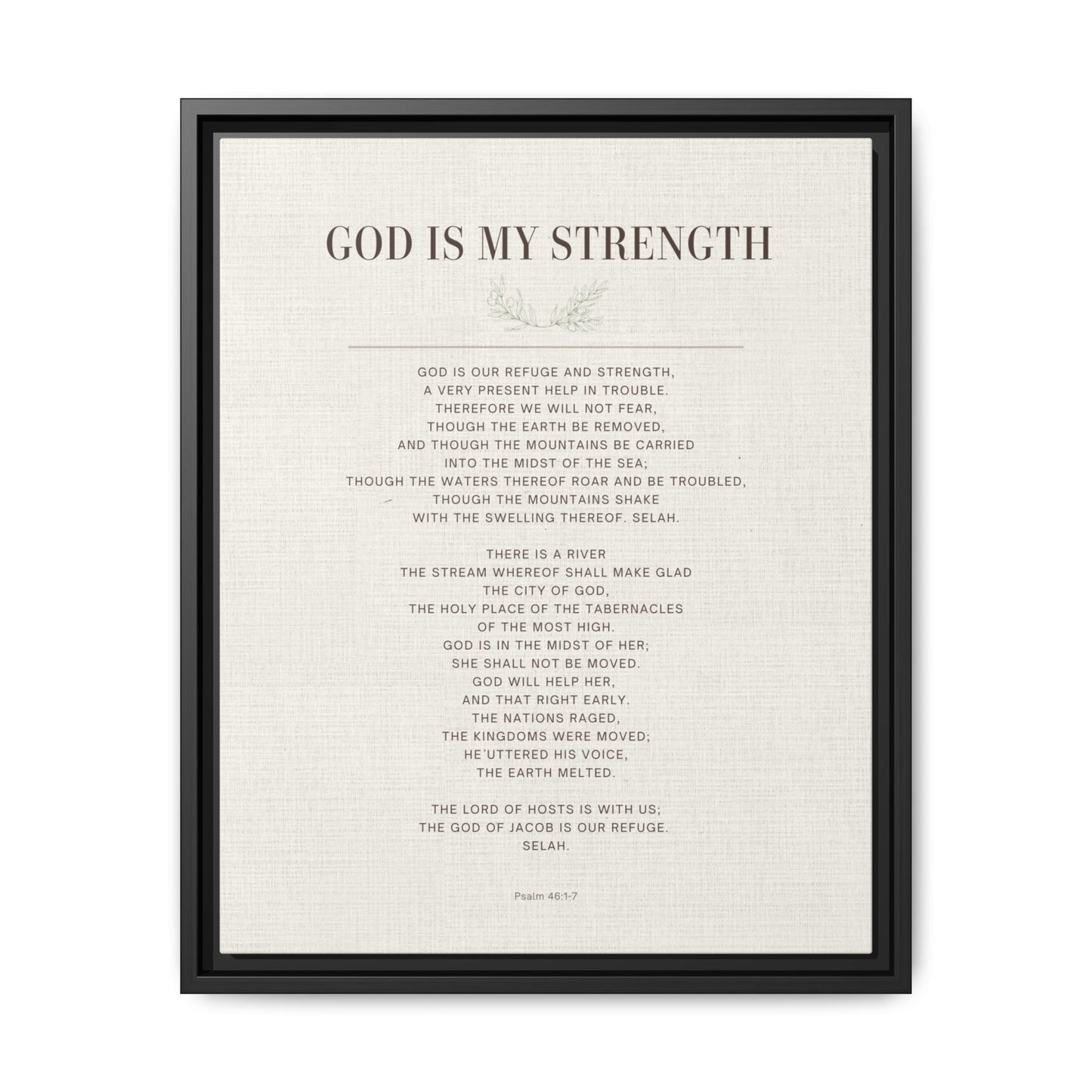 Framed Canvas Print — "God Is My Strength" Inspirational Wall Art
