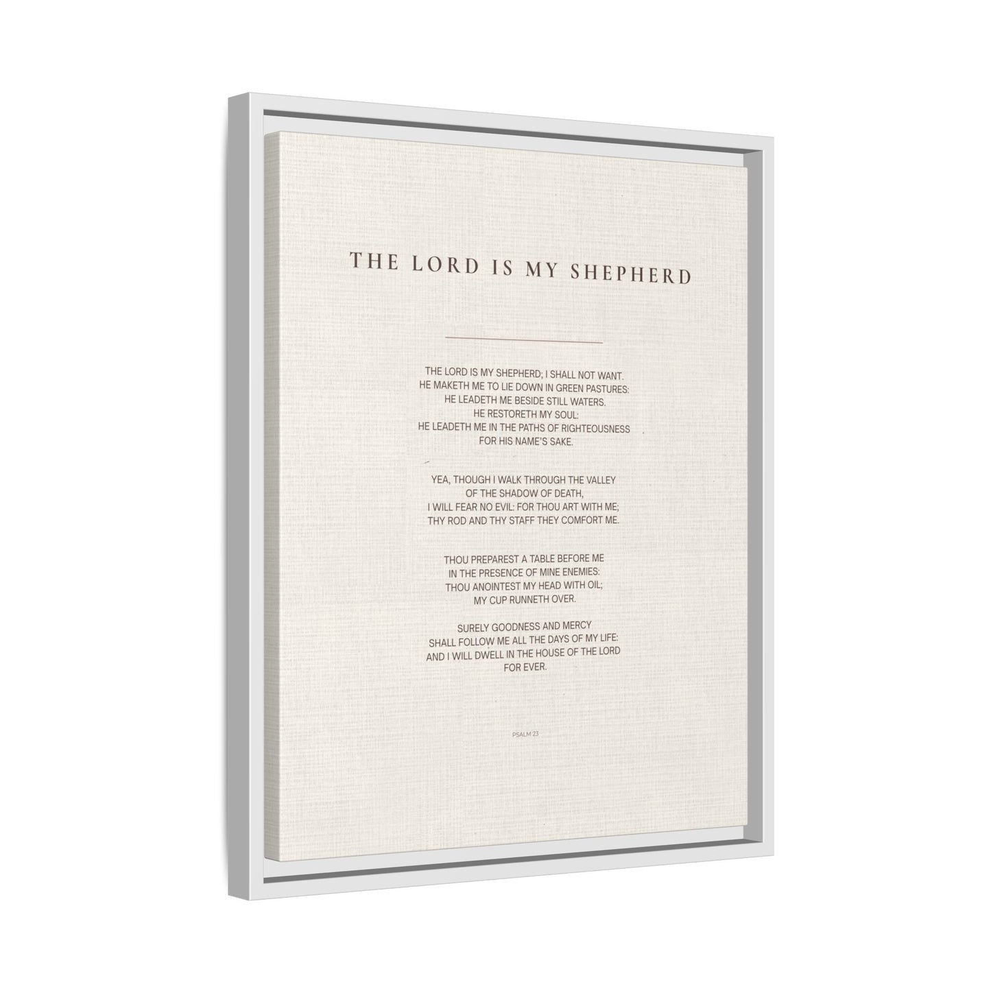 Psalm 23 Wall Art — "The Lord Is My Shepherd" Framed Matte Canvas
