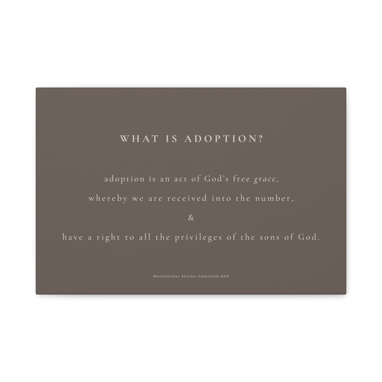 Adoption Definition Matte Canvas Wall Art — "What Is Adoption?" Inspirational Scripture Print