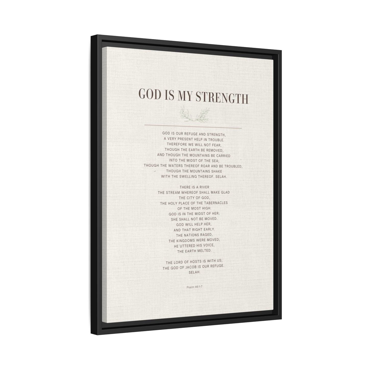 Framed Canvas Print — "God Is My Strength" Inspirational Wall Art