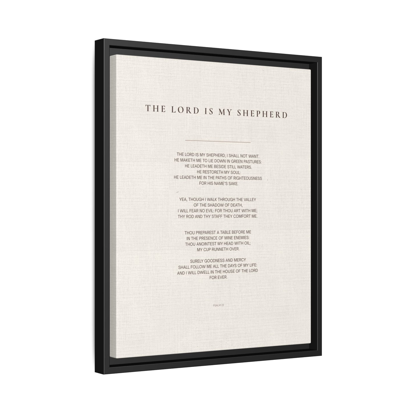 Psalm 23 Wall Art — "The Lord Is My Shepherd" Framed Matte Canvas