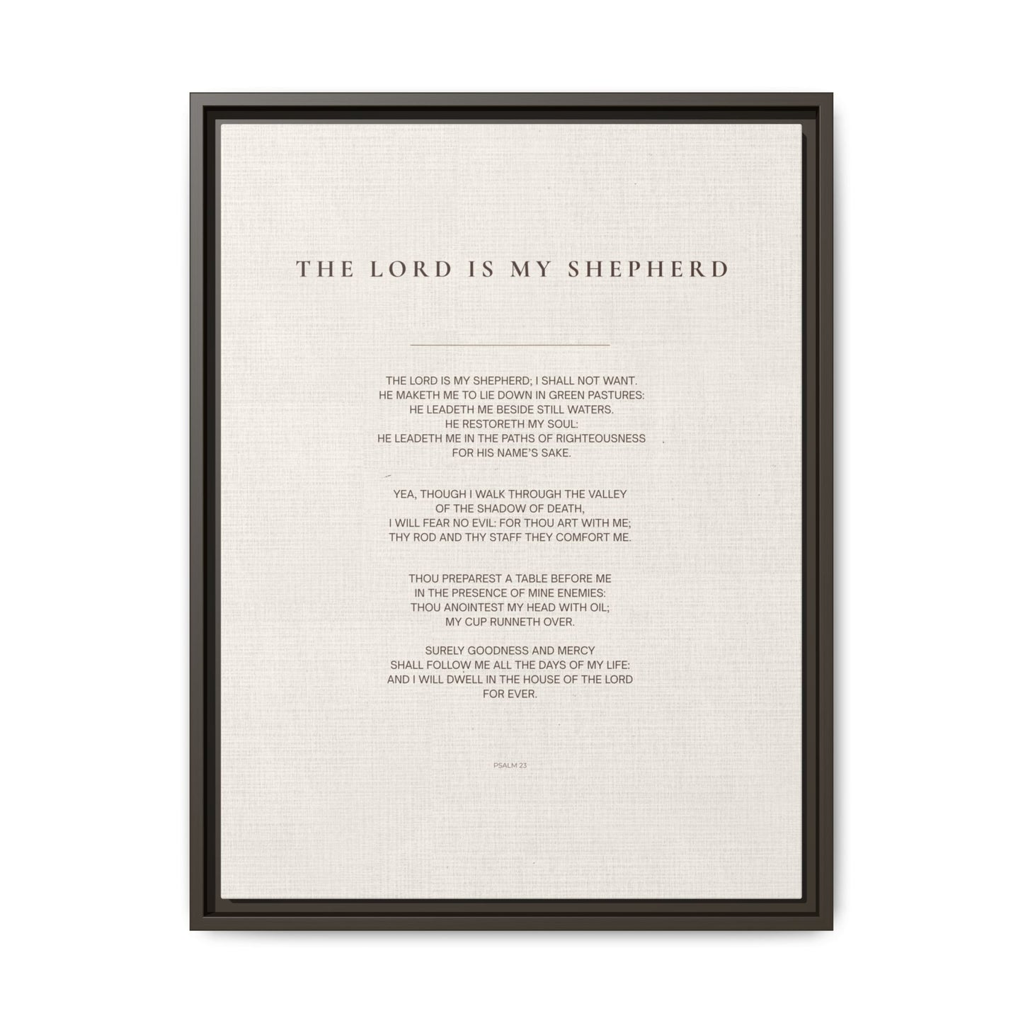 Psalm 23 Wall Art — "The Lord Is My Shepherd" Framed Matte Canvas