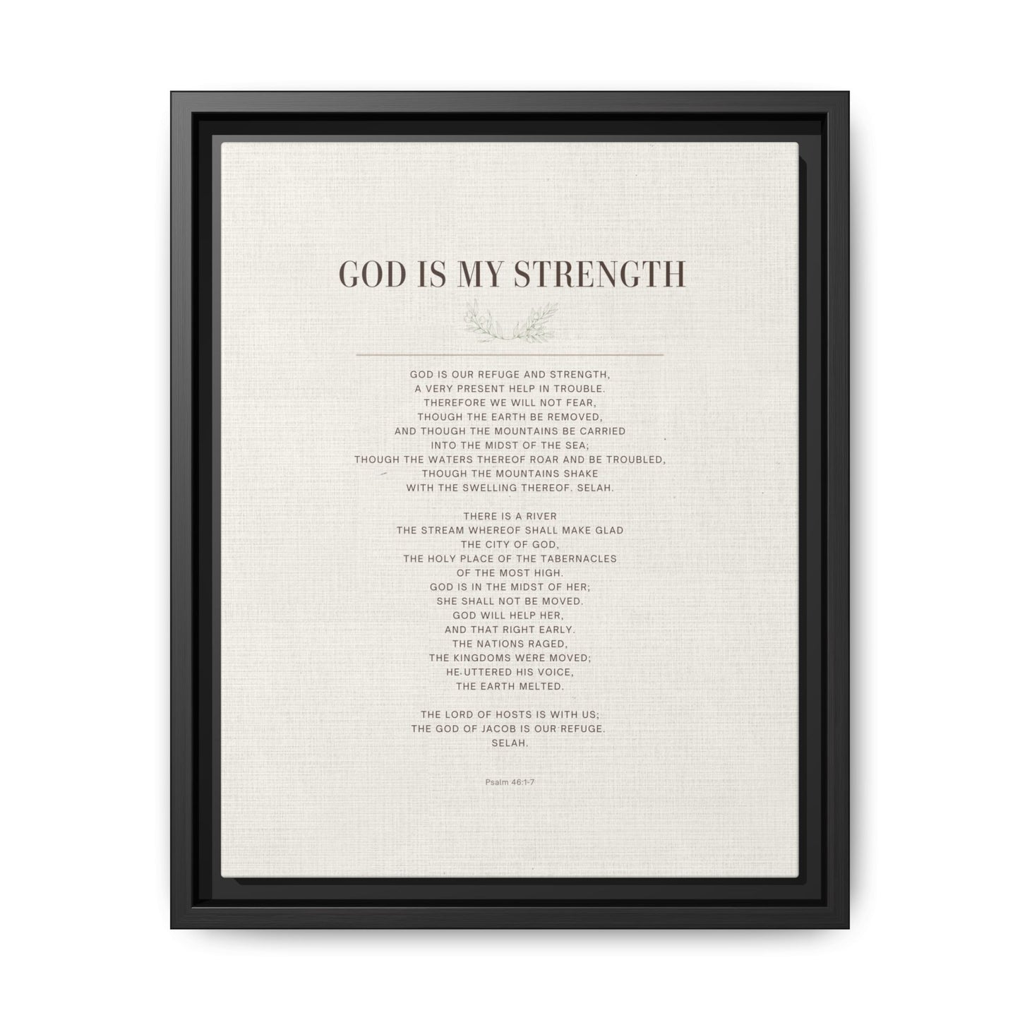 Framed Canvas Print — "God Is My Strength" Inspirational Wall Art