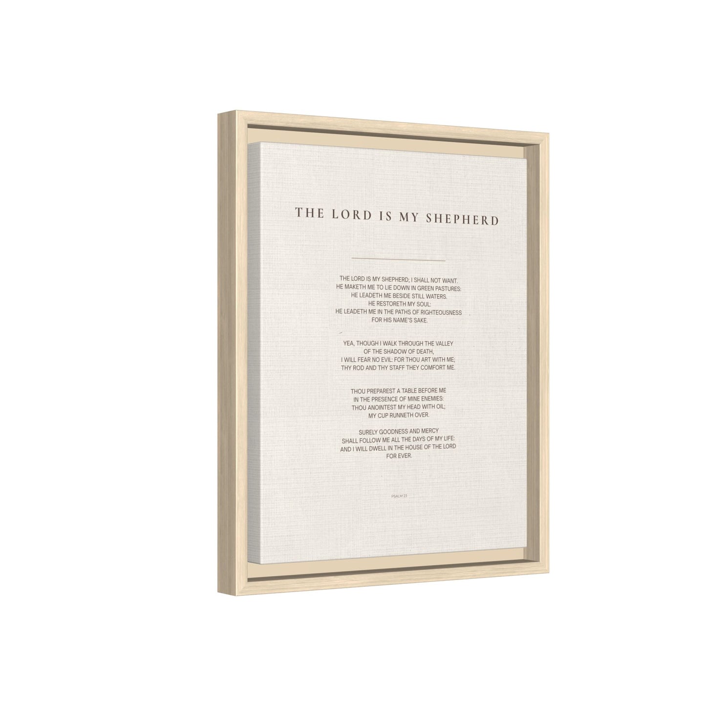 Psalm 23 Wall Art — "The Lord Is My Shepherd" Framed Matte Canvas