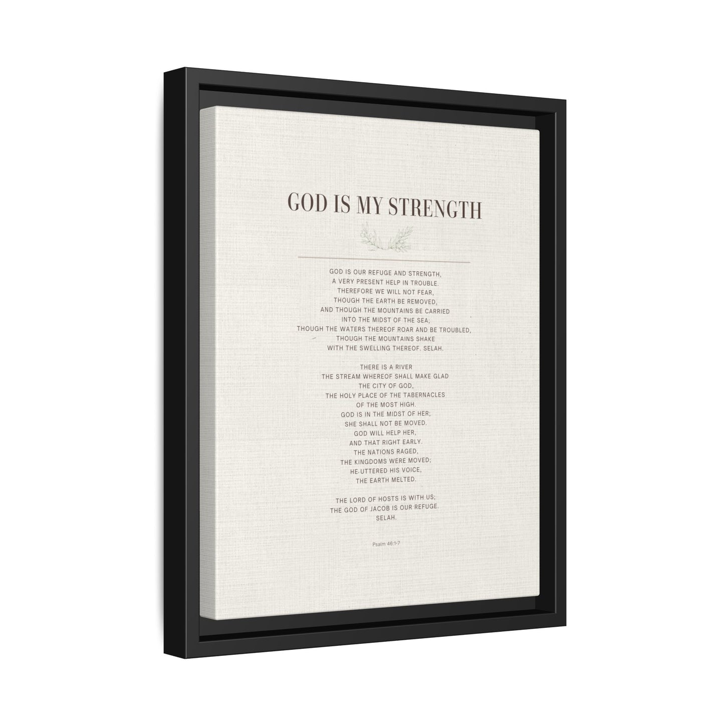 Framed Canvas Print — "God Is My Strength" Inspirational Wall Art