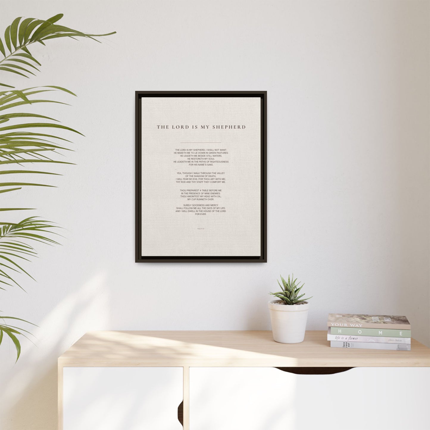 Psalm 23 Wall Art — "The Lord Is My Shepherd" Framed Matte Canvas