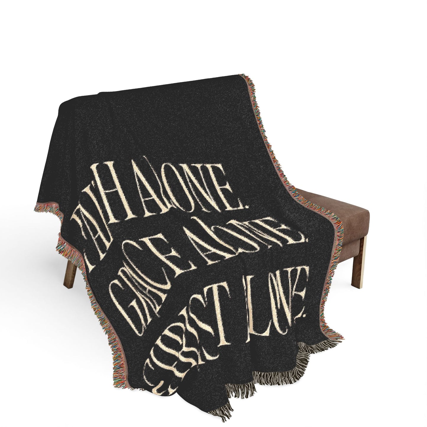 Faith, Grace & Christ Woven Blanket — Inspirational Christian Throw