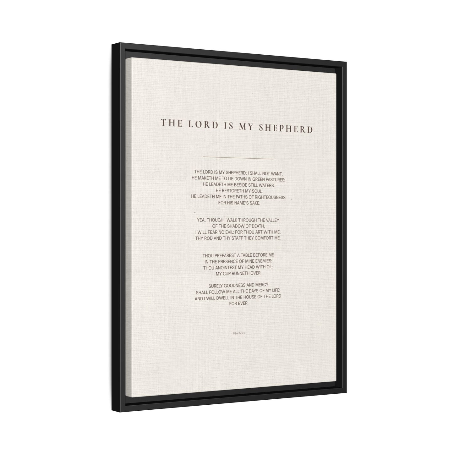 Psalm 23 Wall Art — "The Lord Is My Shepherd" Framed Matte Canvas