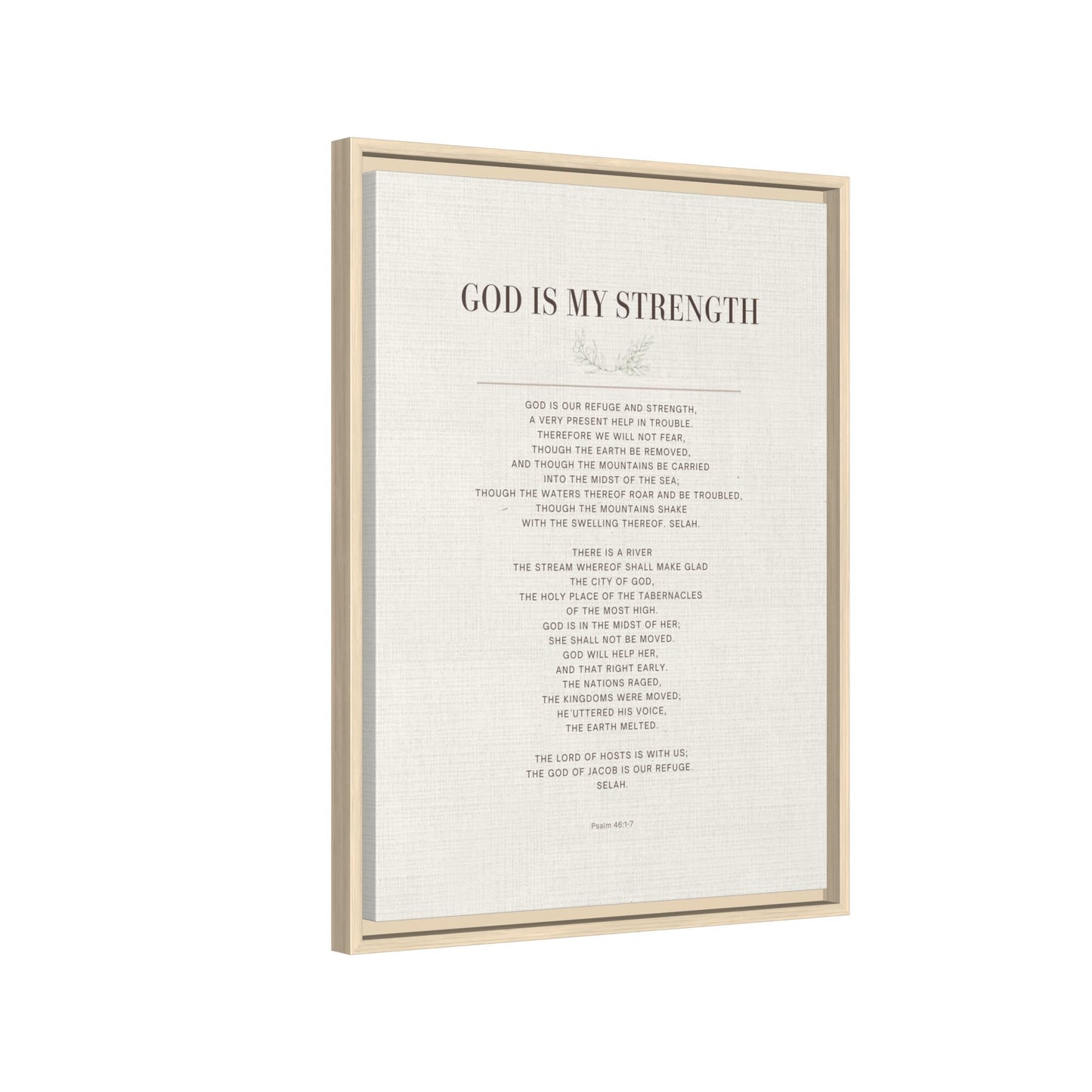 Framed Canvas Print — "God Is My Strength" Inspirational Wall Art
