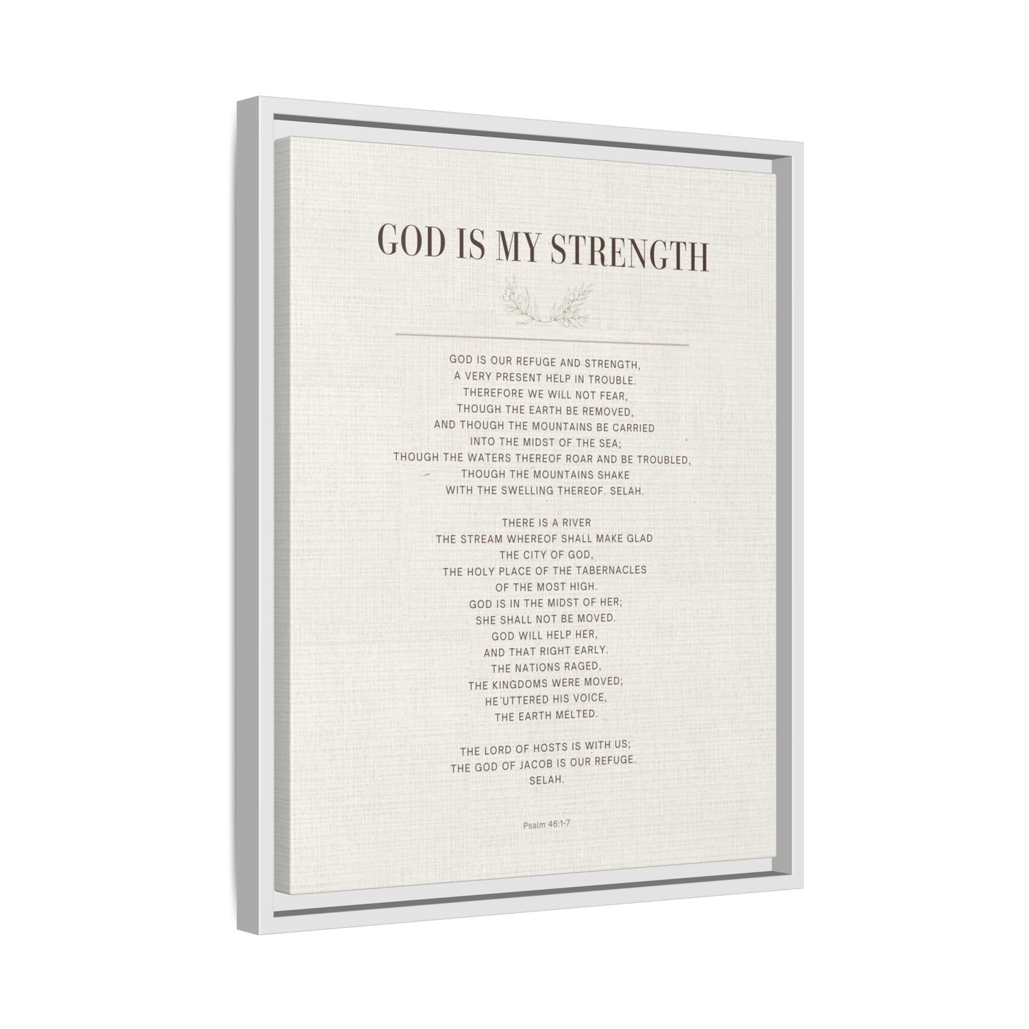 Framed Canvas Print — "God Is My Strength" Inspirational Wall Art