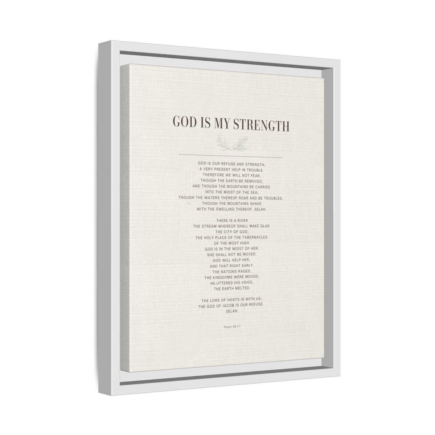 Framed Canvas Print — "God Is My Strength" Inspirational Wall Art