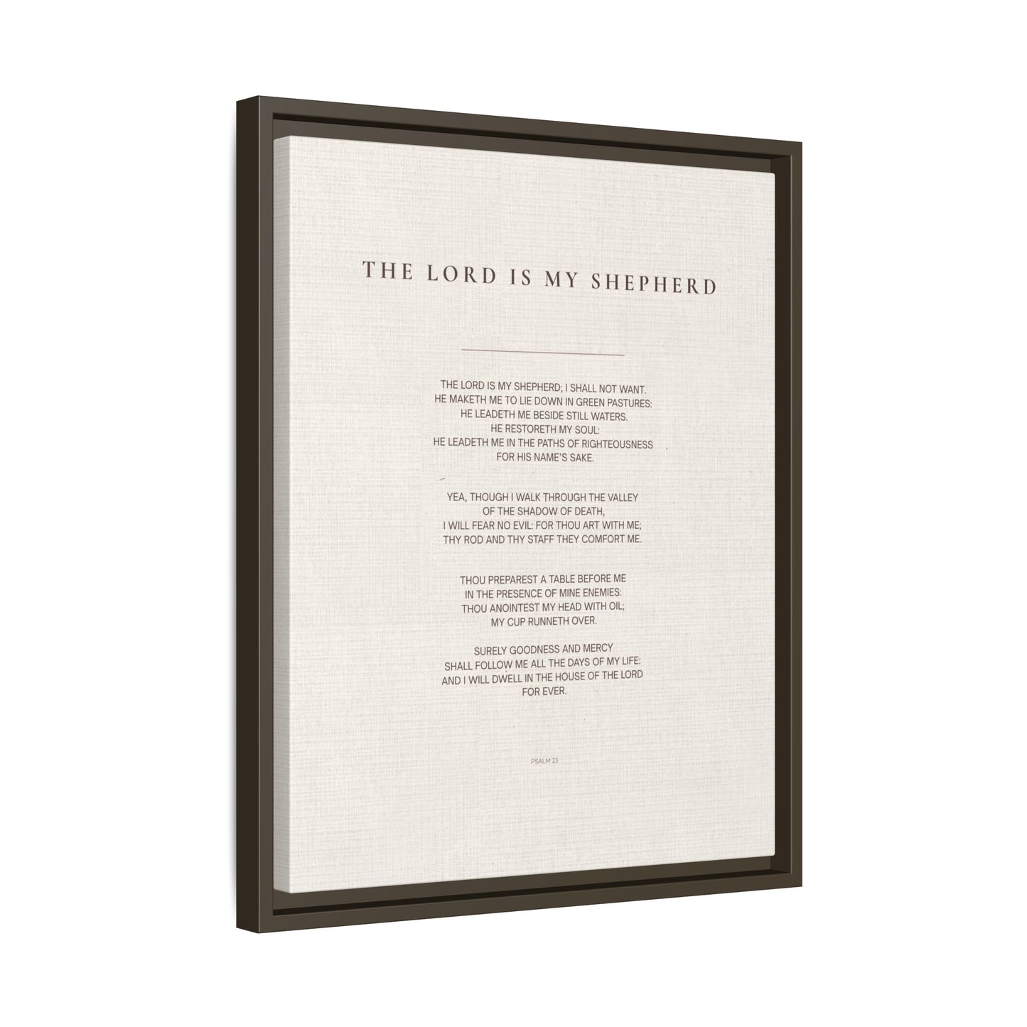 Psalm 23 Wall Art — "The Lord Is My Shepherd" Framed Matte Canvas