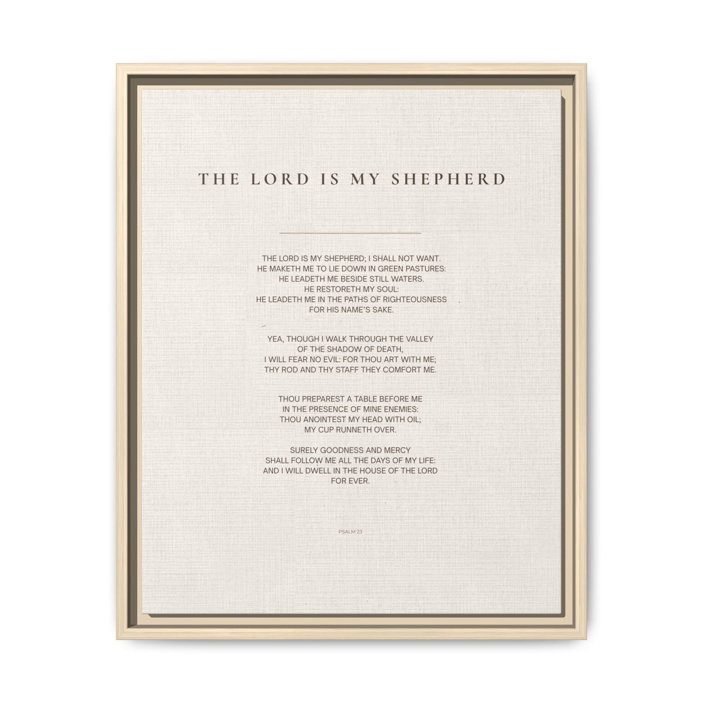 Psalm 23 Wall Art — "The Lord Is My Shepherd" Framed Matte Canvas