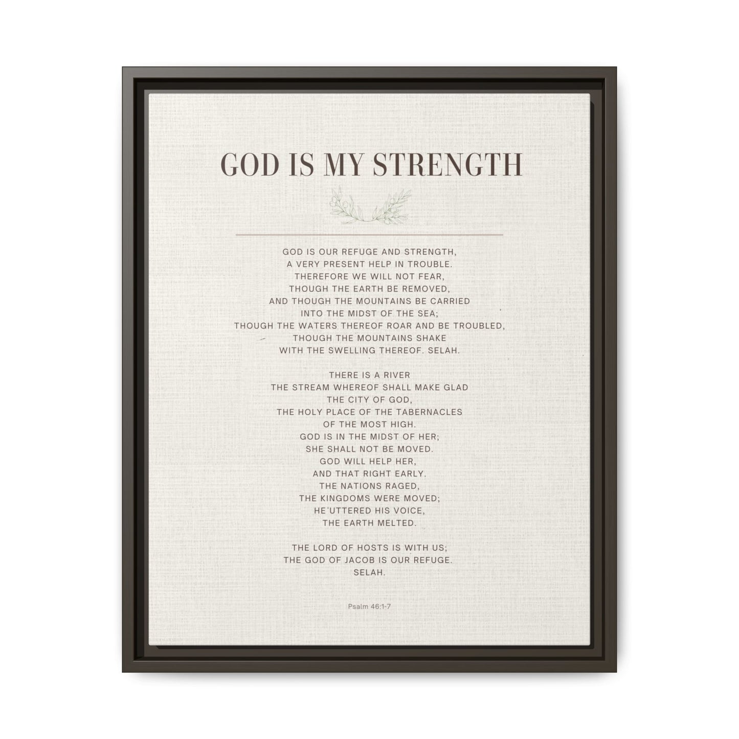 Framed Canvas Print — "God Is My Strength" Inspirational Wall Art
