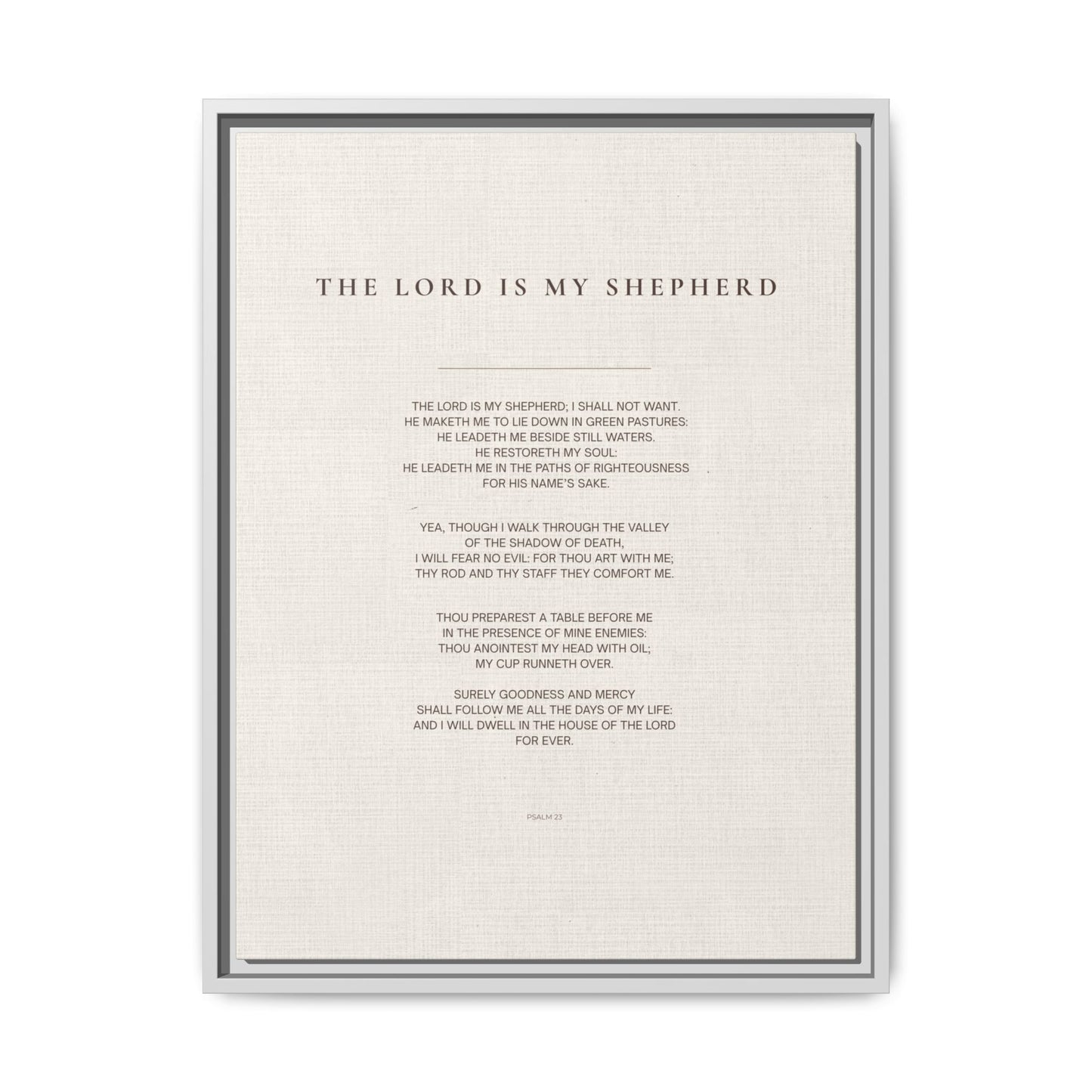 Psalm 23 Wall Art — "The Lord Is My Shepherd" Framed Matte Canvas