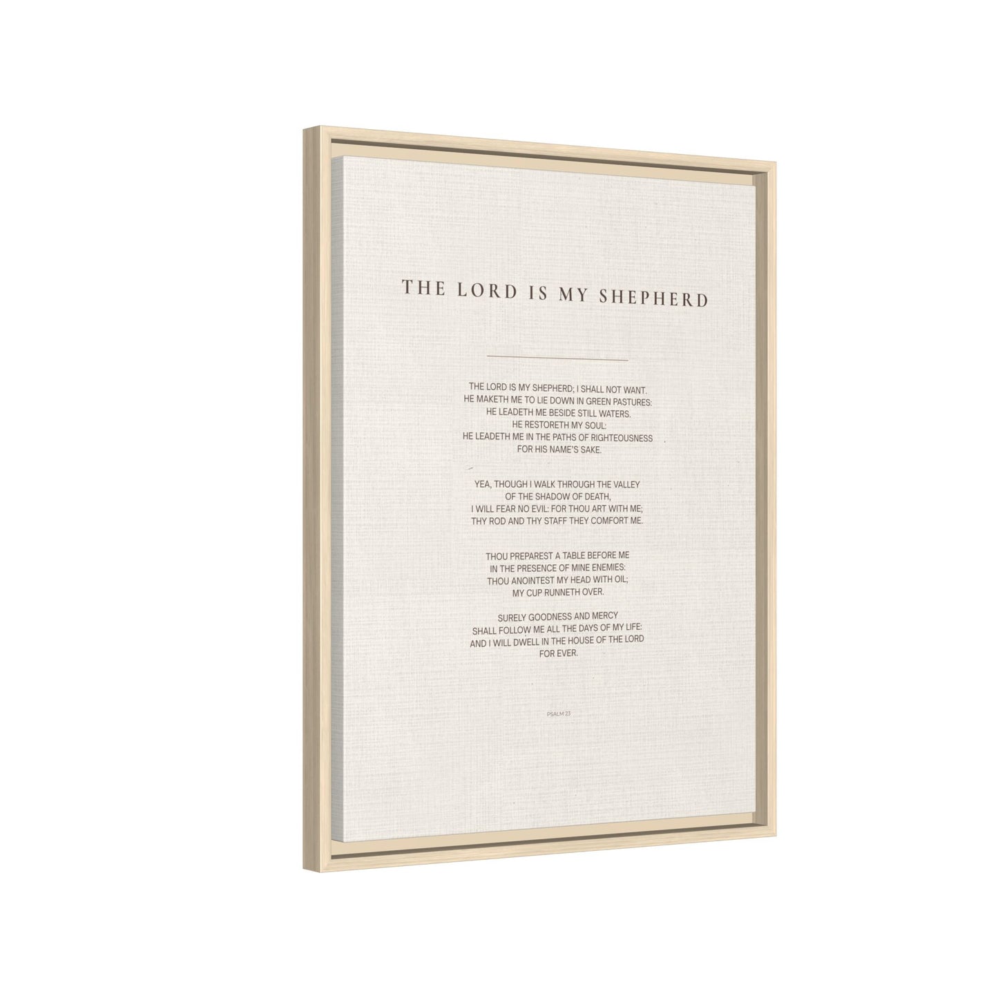 Psalm 23 Wall Art — "The Lord Is My Shepherd" Framed Matte Canvas